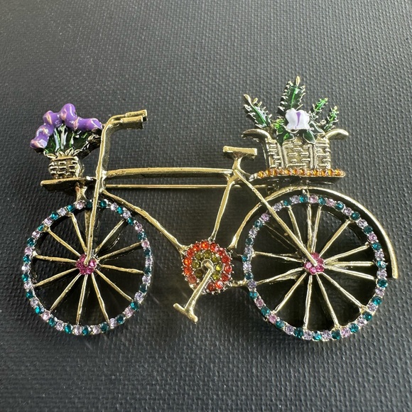 Accessories - Purple Bicycle Green Accents Gold Tone